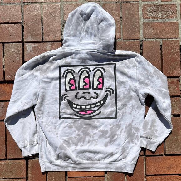 Ripple Junction Keith Haring Pop Art Tie Dye Hoodie Sz L - Picture 1 of 4